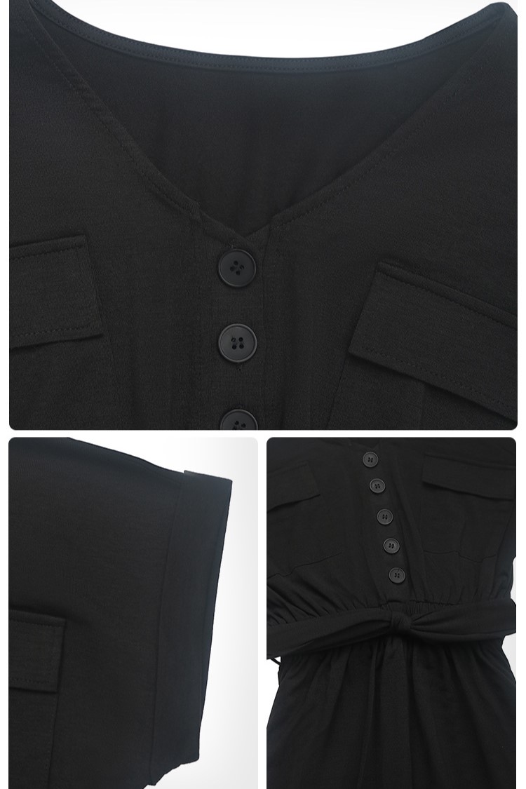 jumpsuit lace up short sleeve black