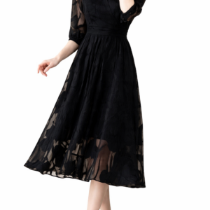 fashion chiffon high grade black dress women